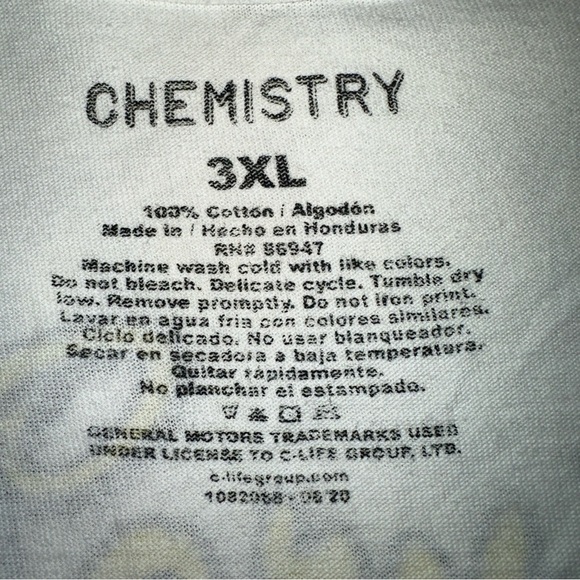 Chemistry Shirt Mens 3XL White Corvette Classics Graphic Crewneck Official Chevy - Picture 2 of 6